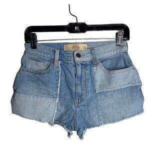 Hollister 26 Blue High Rise Vintage Cutoff Denim Shorts Raw Hem Y2K